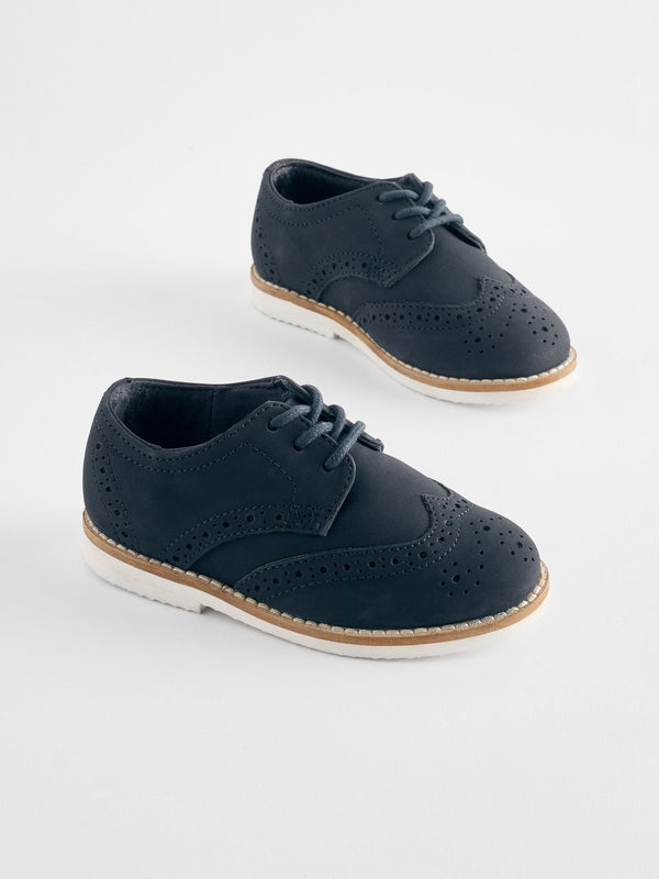 Navy Standard Fit (F) Smart Leather Brogue Shoes