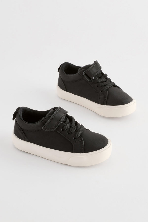 Black Standard Fit (F) Touch Fastening Elastic Lace Trainers