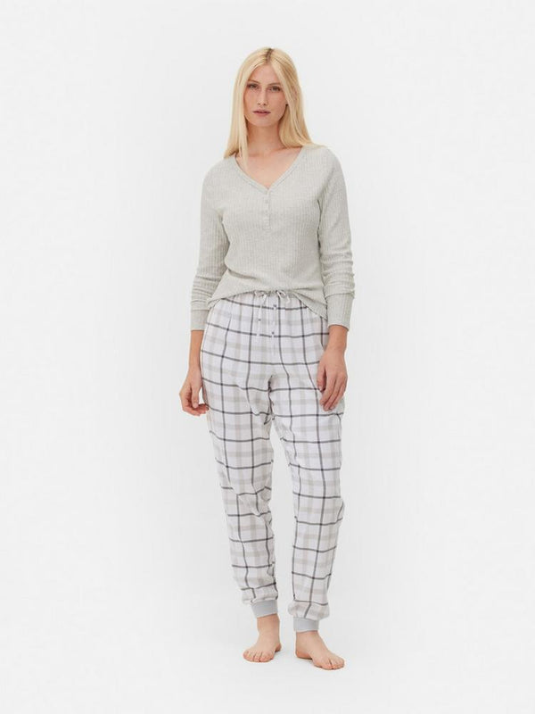 Women Grey check cotton pyjamas