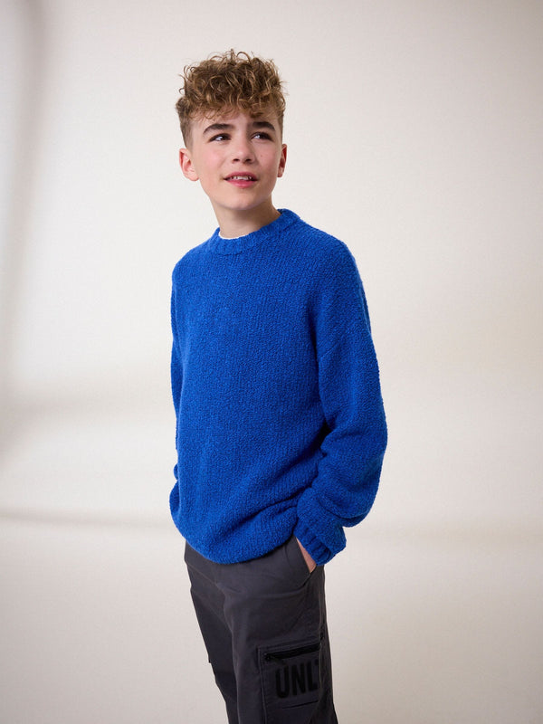Cobalt Blue Bouclé Crew Neck Jumper (3-16yrs)