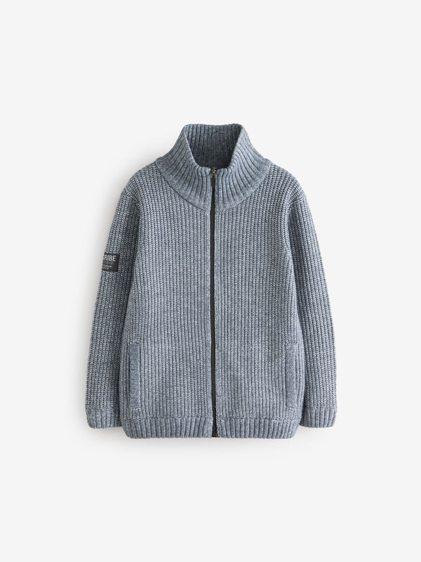Slate Blue Knitted Funnel Neck Zip Through (3-16yrs)