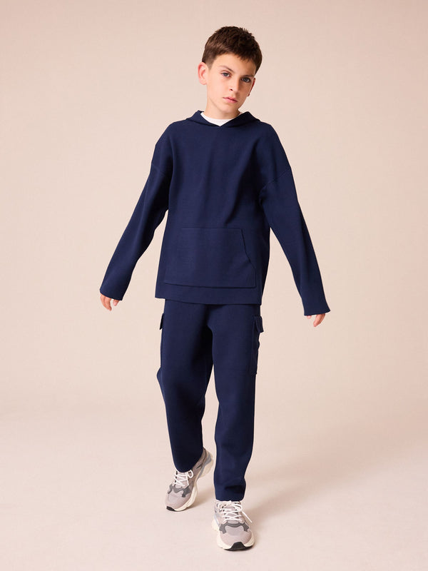 Navy Blue Knitted Hoodie and Jogger Set (3-16yrs)