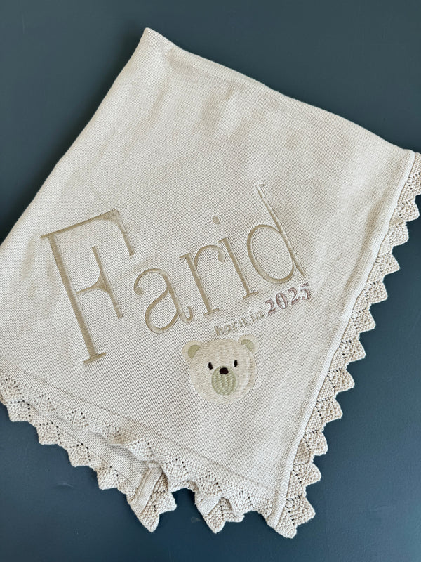 Customized bear baby blanket