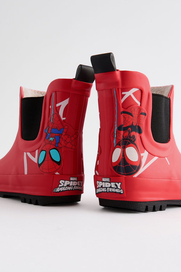 Red Spidey and Friends Warm Lined Ankle Wellies