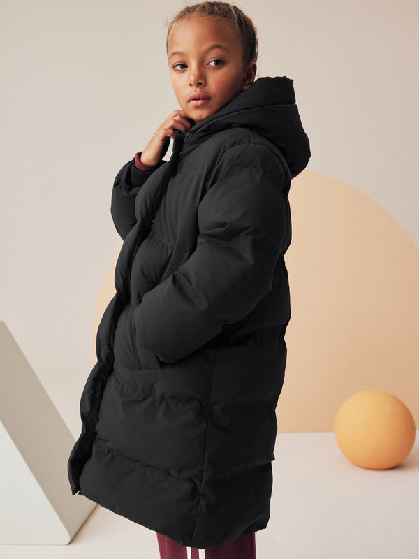 Black Waterproof Hooded Padded Coat (3-16yrs)