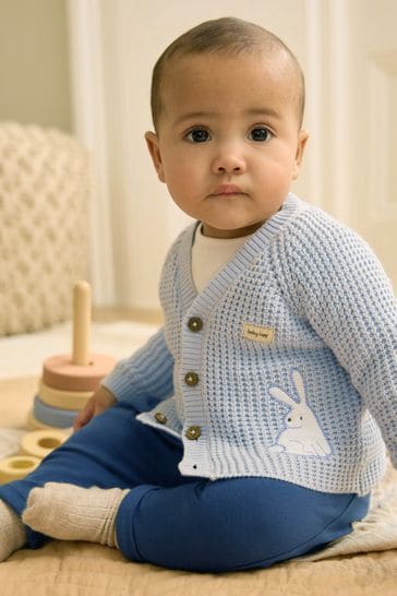 Pale Blue Bunny Baby Knitted Cardigan(immediate)