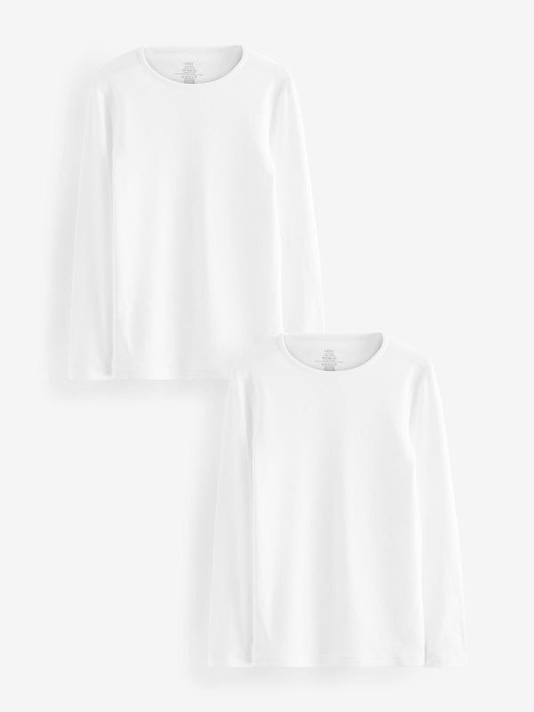 White Kind To Skin Long Sleeve T-Shirts 2 Pack (9mths-12yrs)