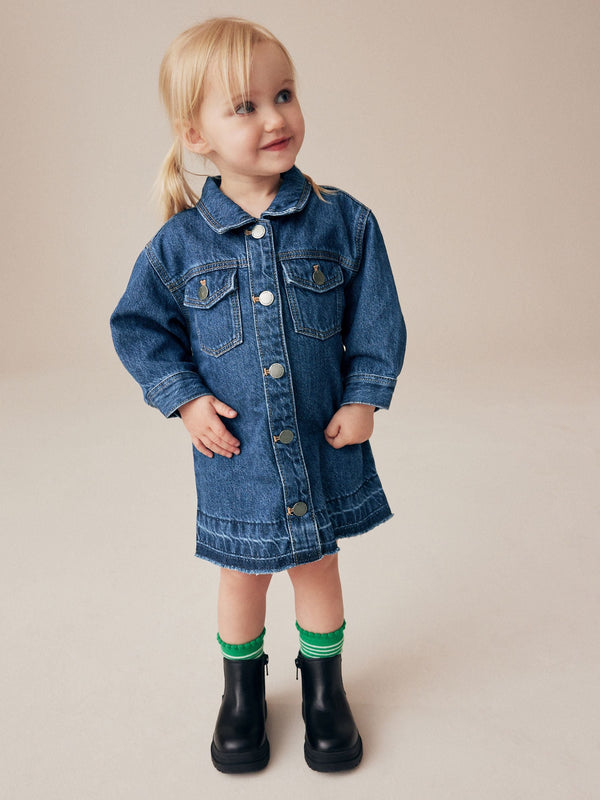 Blue Denim 100% Cotton Shirt Dress (3mths-8yrs)