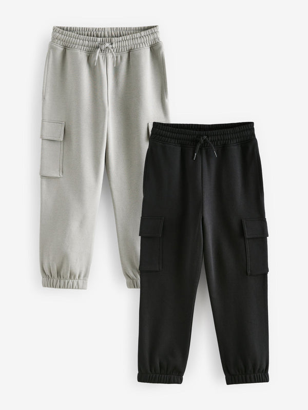 Black/Grey Regular Fit Cargo Joggers 2 Pack (3-16yrs)