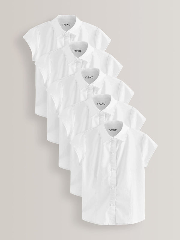 White Regular Fit 5 Pack Short Sleeve School Shirts (3-18yrs)