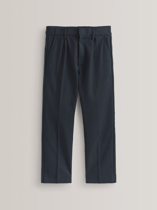 Navy Regular Waist School Pleat Front Trousers (3-17yrs)