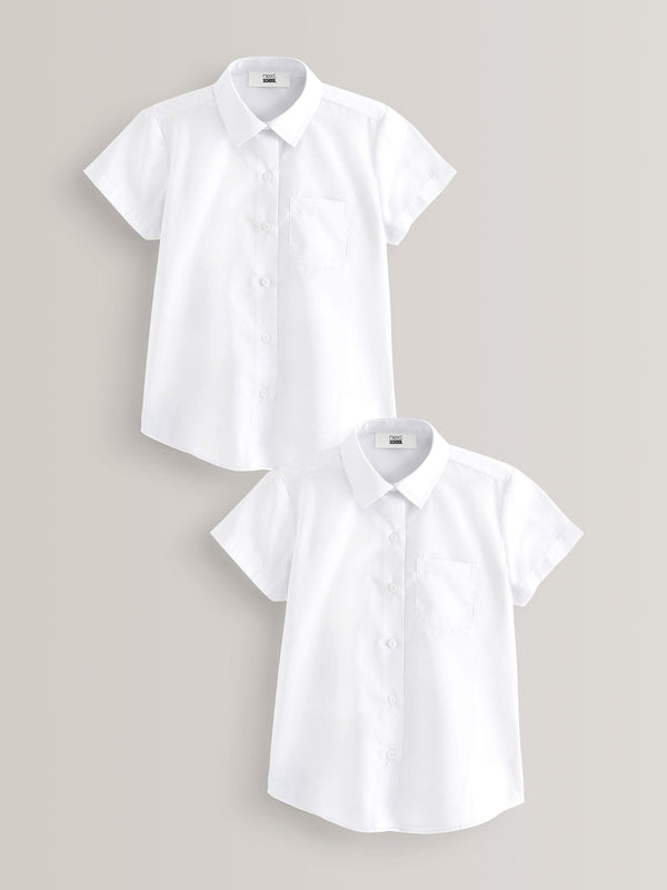 White Plus Fit 2 Pack Short Sleeve School Shirts (3-18yrs)