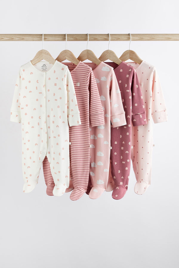 Copy Pink Baby Sleepsuits 5 Pack