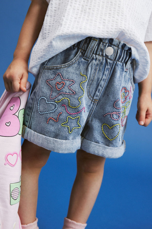 Denim Embroidered Shorts (3mths-7yrs)