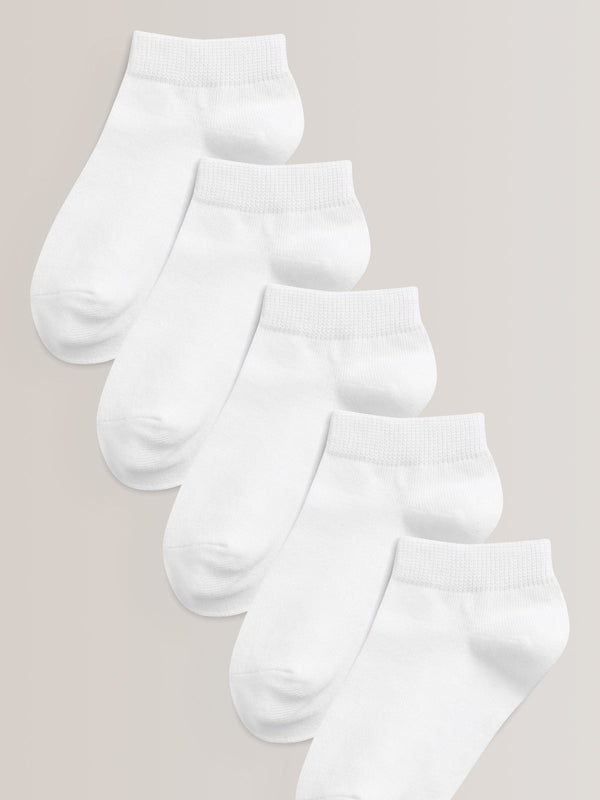 White 5 Pack Cotton Rich Trainer Socks