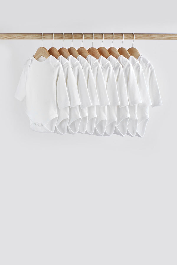 White Essential Baby Long Sleeve Bodysuits