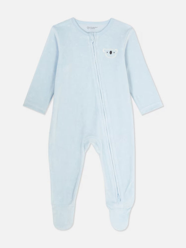 Bear velour sleepsuit