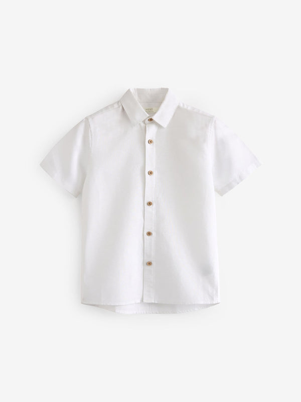 Cream Single Short Sleeves Linen Blend Shirt (3mths-16yrs)