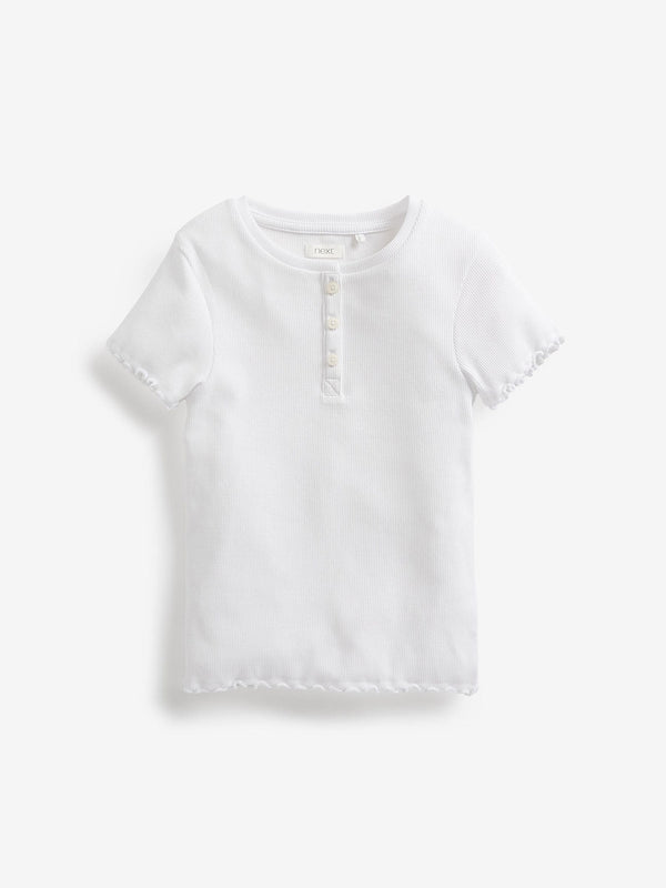 White Ribbed Placket T-Shirt (3-16yrs)