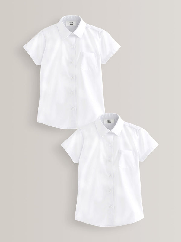 White Regular Fit 2 Pack Short Sleeve School Shirts (3-18yrs)