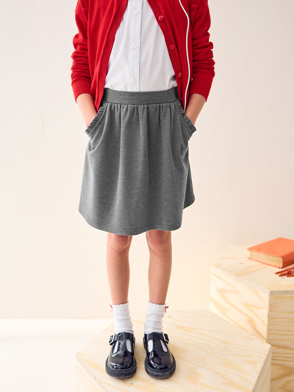Grey Pull-on Stretch School Skirt (3-16yrs)