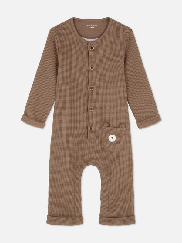 Primark brown bear waffle romper
