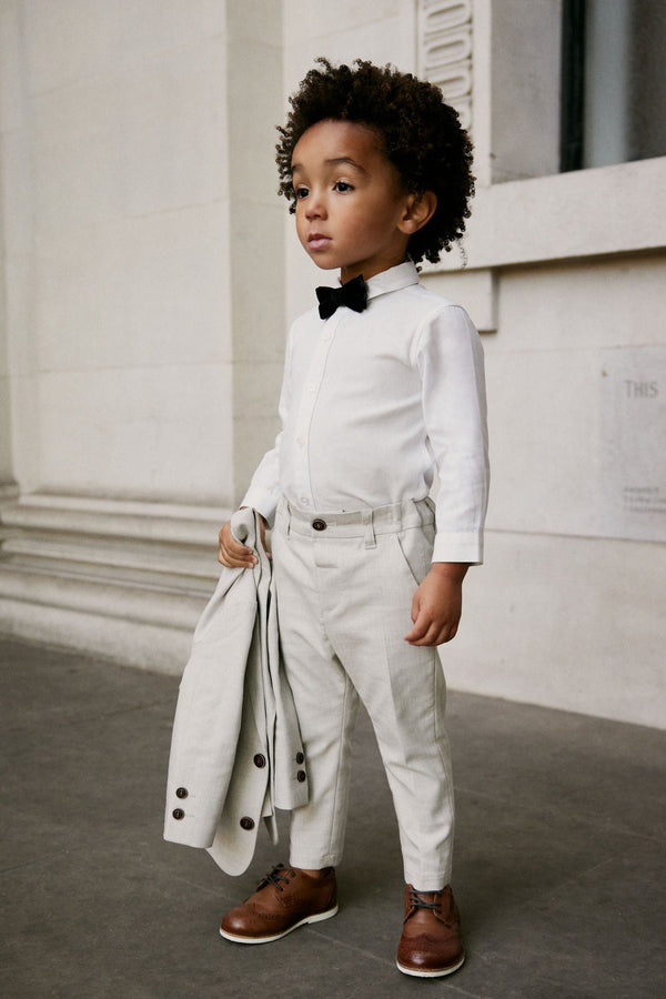 Neutral Blazer, Shirt, Trousers & Bow Tie Set (3mths-9yrs)