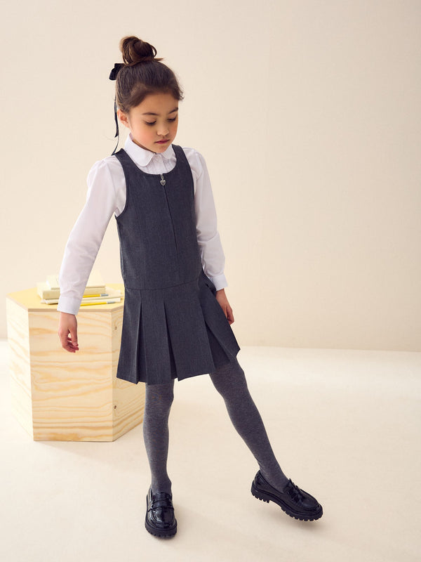 Grey Slim Fit Zip Front School Pinafore (3-14yrs)