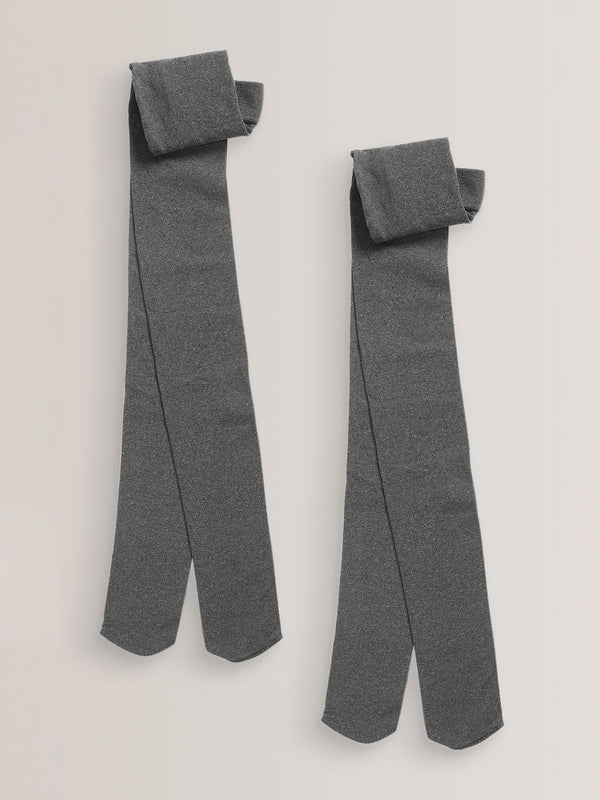 Grey Regular Length 2 Pack 40 Denier School Tights