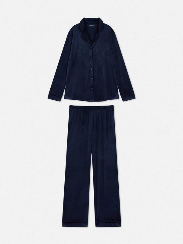 Women boyfriend velour pyjamas Navy