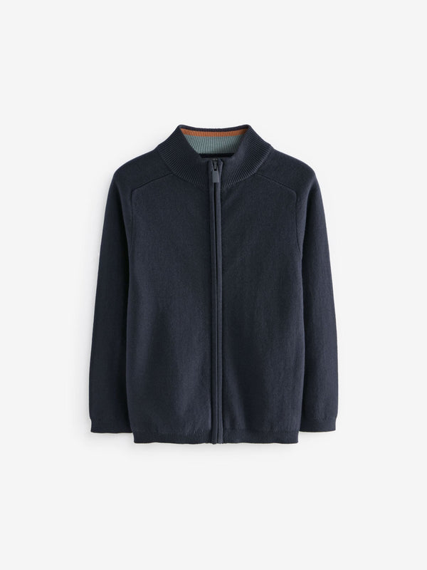 Navy Zip Through Knitted Cardigan (3-16yrs)