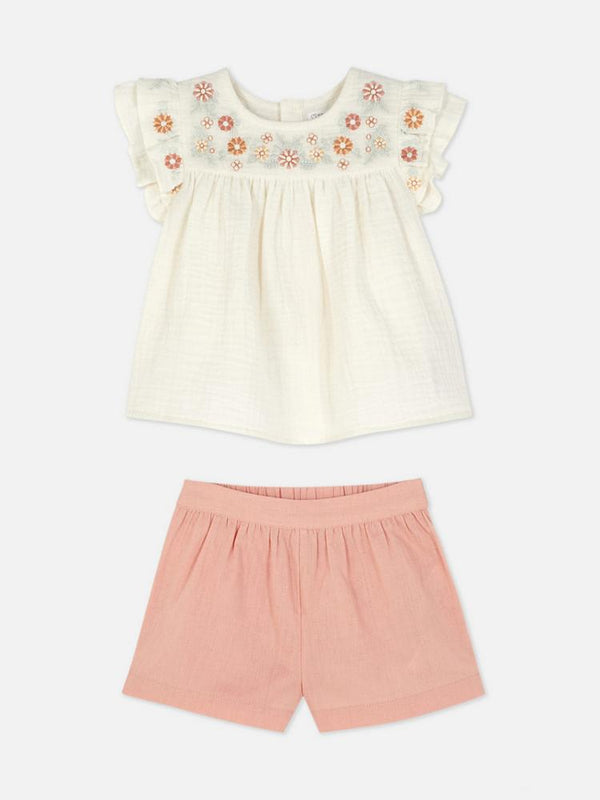 Primark Embroidered Blouse and Shorts Set