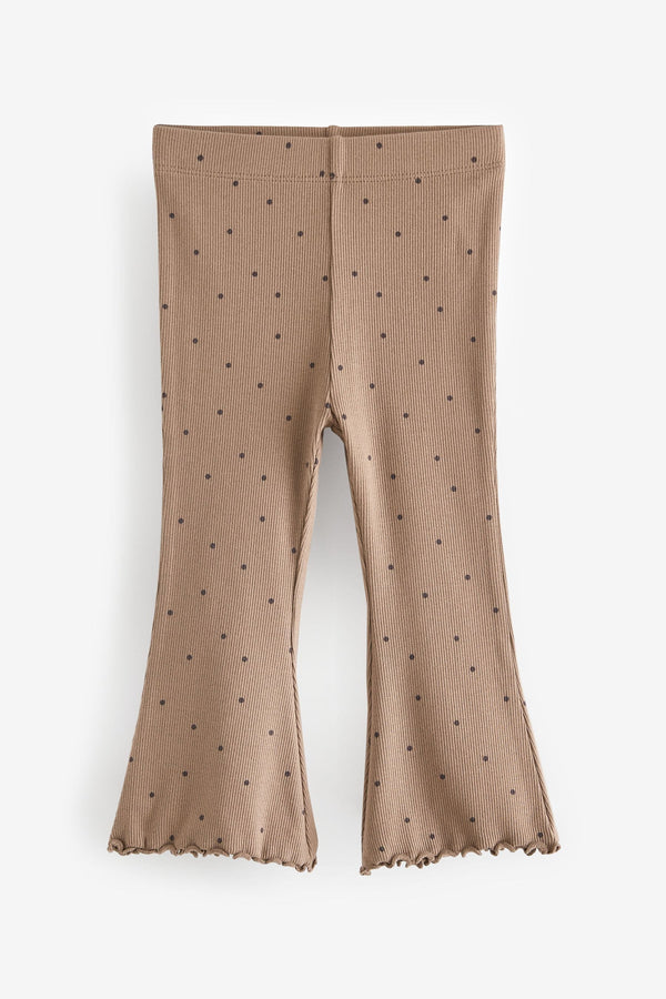 Tan Brown Spot Ribbed Flare Leggings (3mths-7yrs)