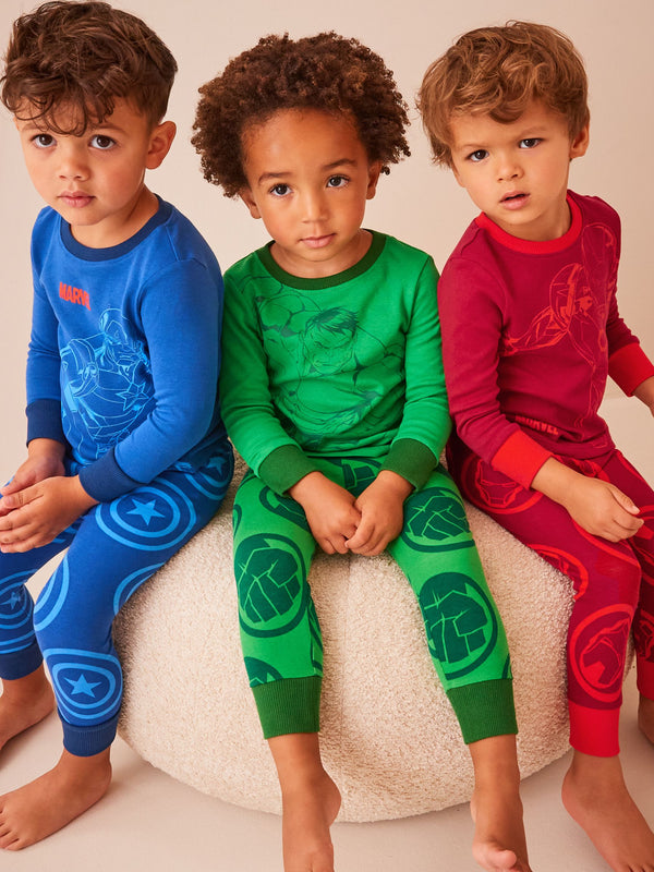 Multi Marvel Snuggle 100% Cotton Pyjamas 3 Pack (9mths-11yrs)