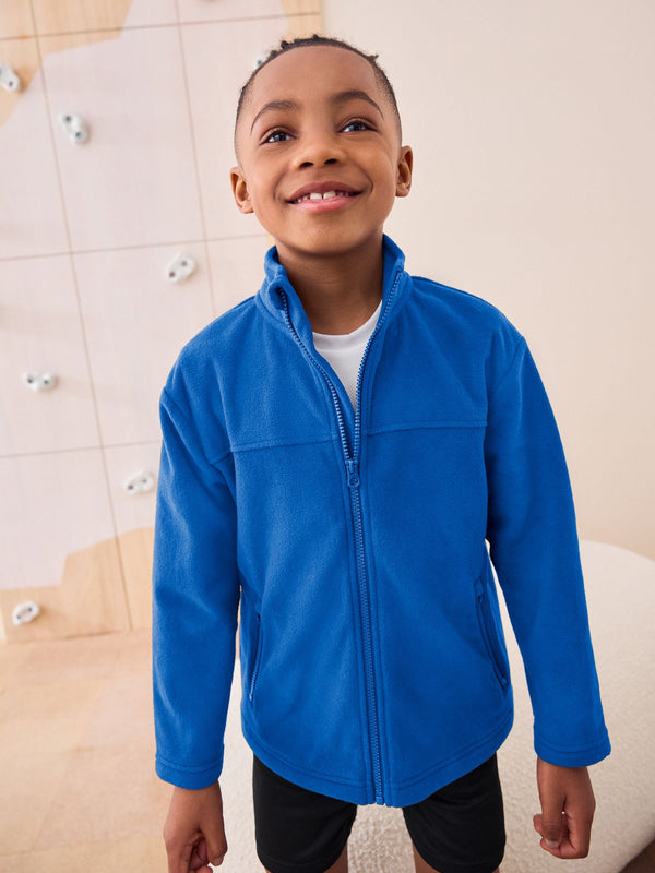 Cobalt Blue Zip-Up Fleece Jacket With Pockets (3-16yrs)
