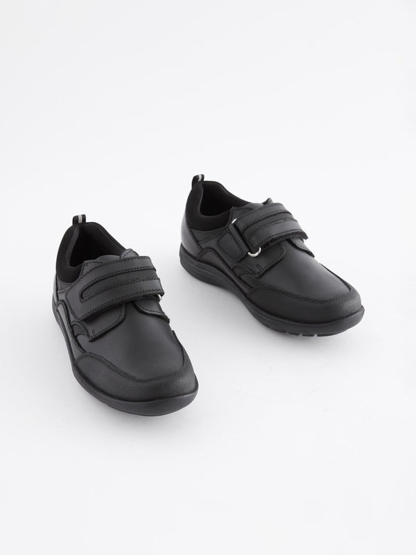 Black Standard Fit (F) School Leather Single Strap Shoes