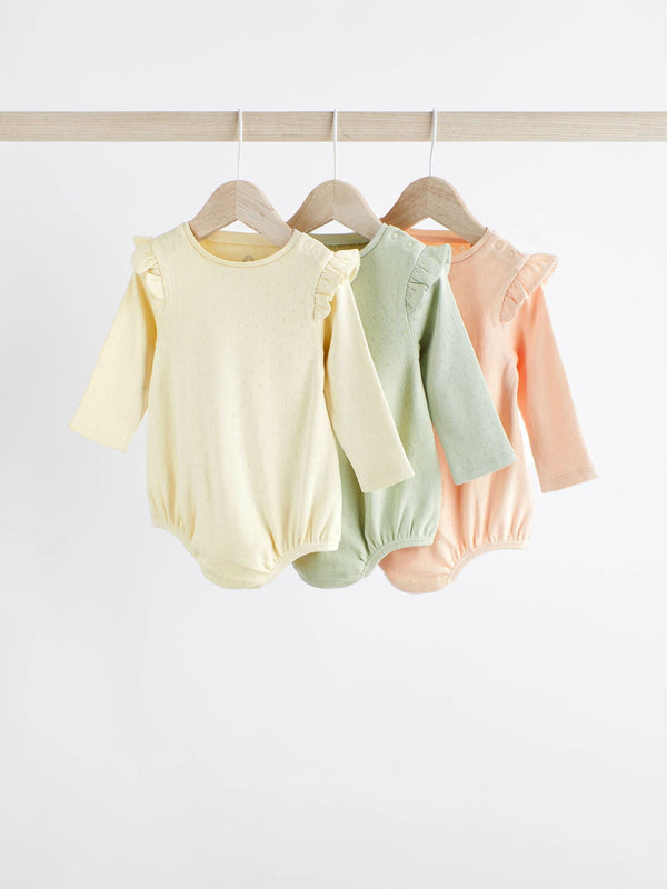 Sage Green Pointelle Baby Bodysuits 3 Pack immediate