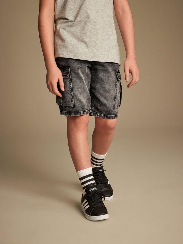 Grey Denim Cargo Shorts (3-16yrs)