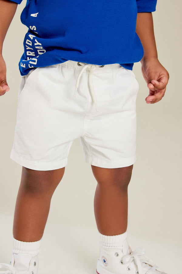 White 100% Cotton Pull-On Shorts (immediate)