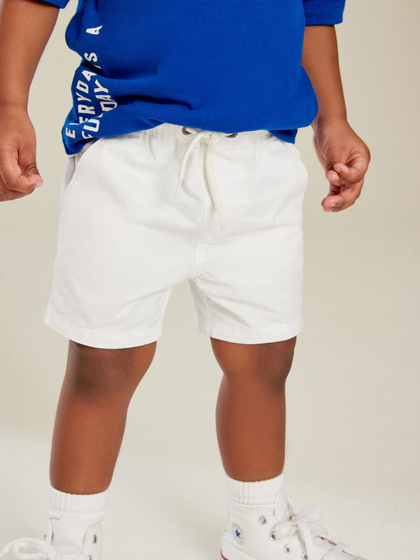 White 100% Cotton Pull On Shorts (3mths-7yrs)