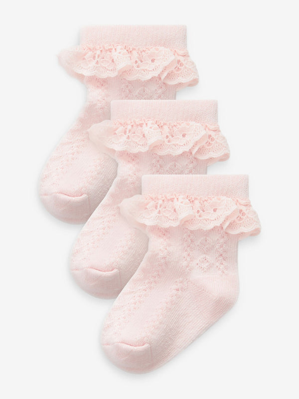 Pink Lace Baby Socks 3 Pack