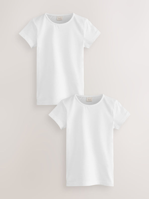 White 2 Pack 100% Cotton Gym School T-Shirts (3-16yrs)