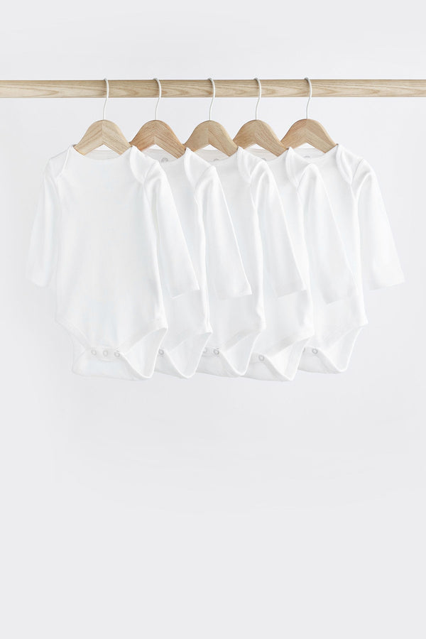 White Essential Baby Long Sleeve Bodysuits