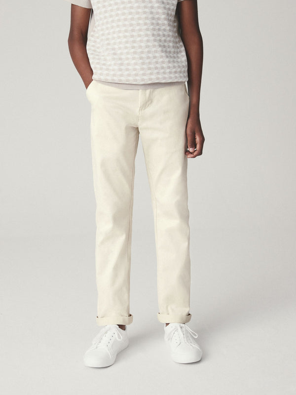 Ecru Neutral Regular Fit Stretch Chino Trousers (3-17yrs)