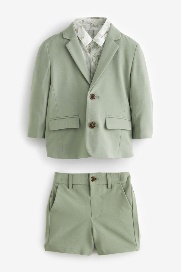 Sage Green Blazer, Shirt and Shorts Set (3mths-9yrs)