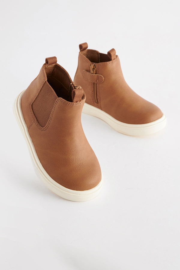 Tan Brown Chelsea Boots with Zip Fastening