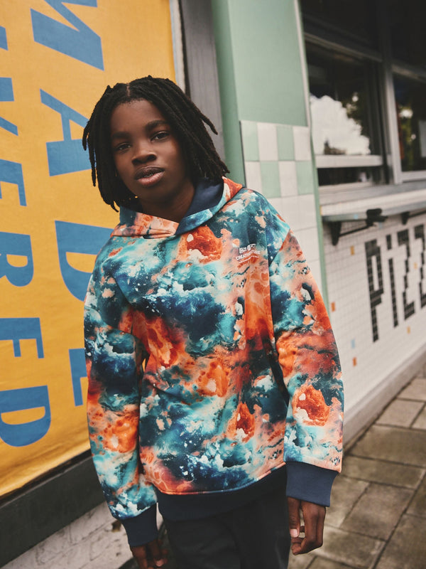 Orange Digital Drippy Smile Graphic Hoodie (3-16yrs)