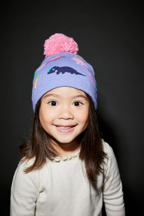 Teal Blue Dino Beanie Hat (3mths-6yrs)