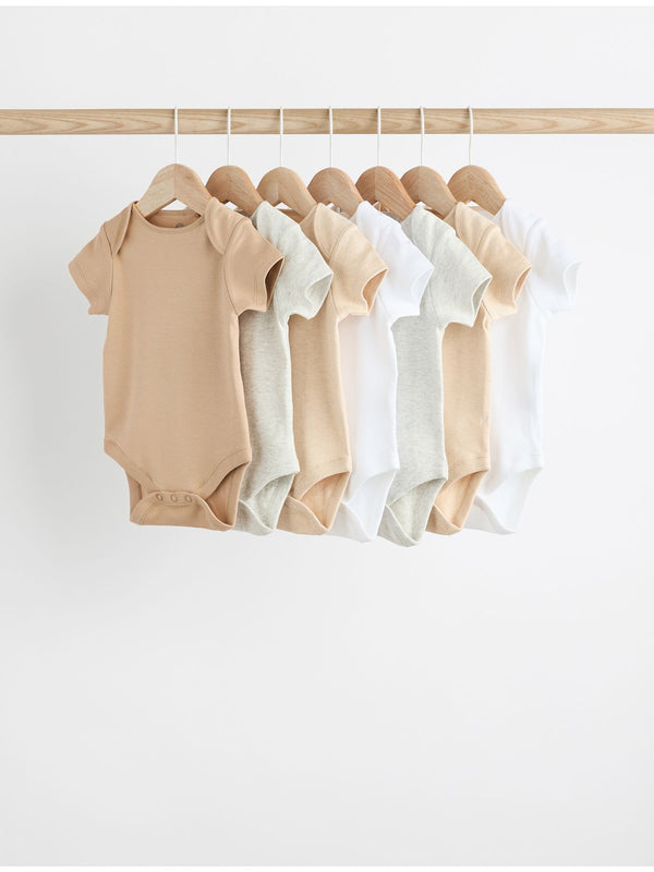 Neutral 7 Pack 100% Cotton Baby Bodies 5 Pack