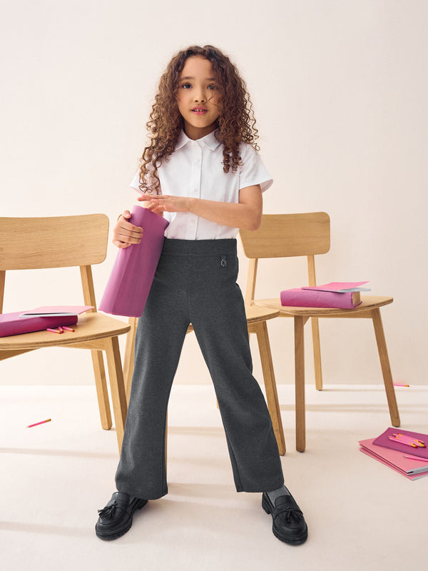 Charcoal Grey Regular Length Pull-On Cotton Rich Stretch Boot Cut School Trousers (3-16yrs)